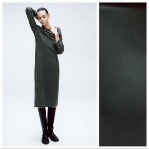 NWT. Zara Limited Edition Anthracite Grey Wool Blend Midi Dress. Size XL.